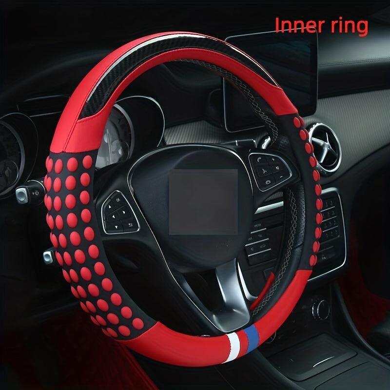 PU Leather Steering Wheel Cover with Inner Rim - Fits Most Cars (161-252mm) - Bimmerlamp