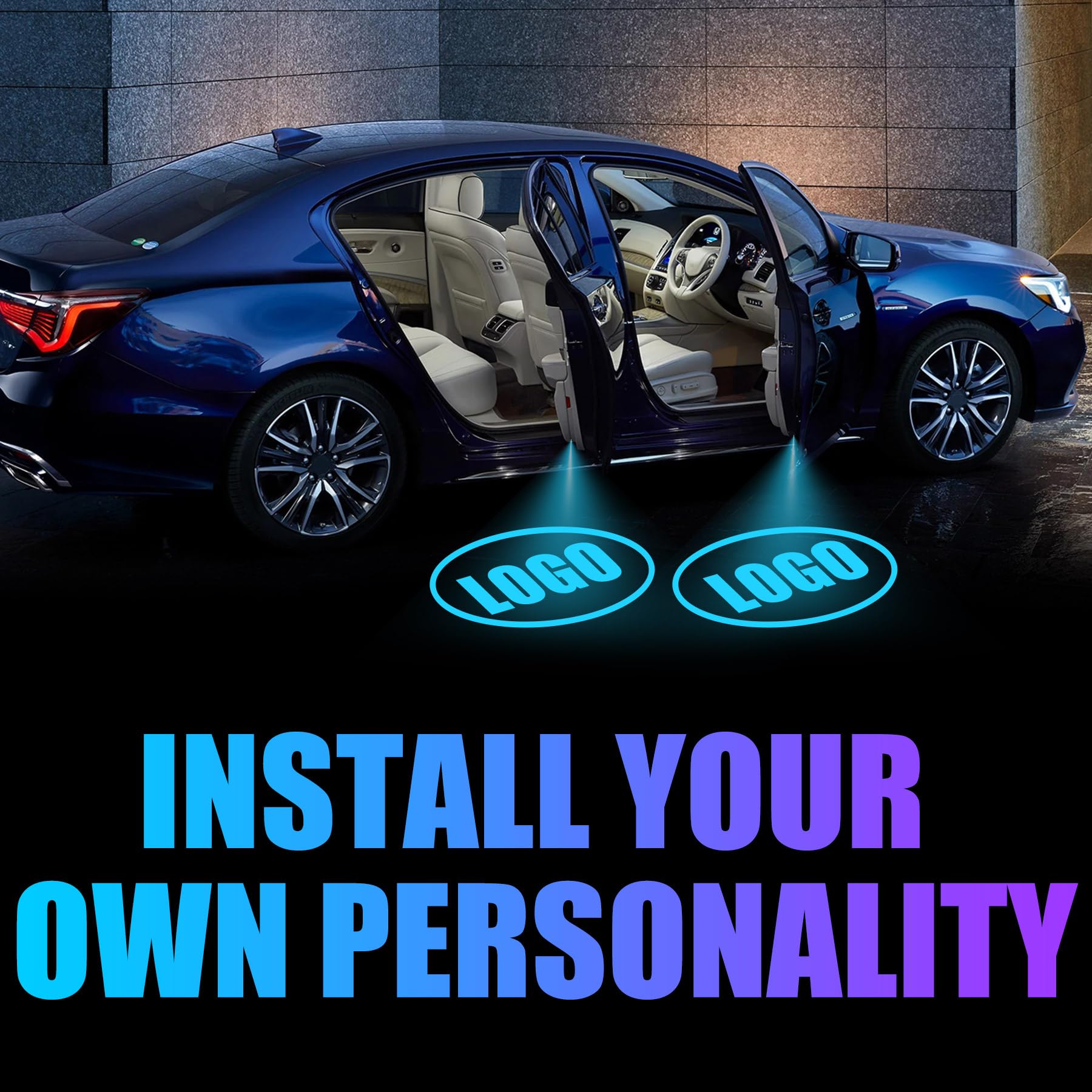 (2PCS) Rechargeable Non-Fading Car Welcome Light