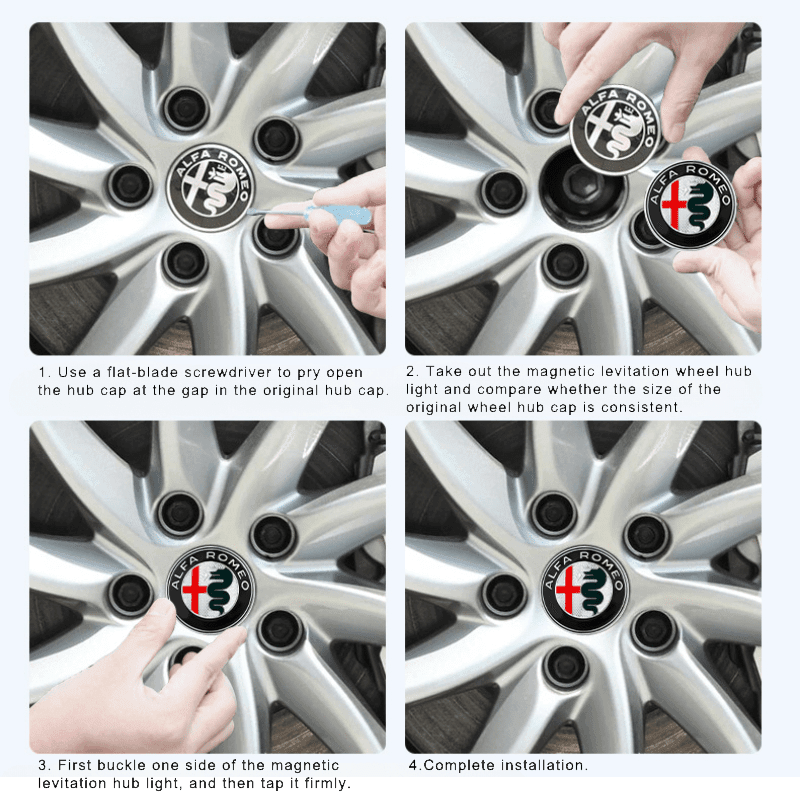 Suitable For Alfa Romeo Magnetic Suspension Hub Caps & LED Suspension Luminous Wheel Hub Lights - Bimmerlamp