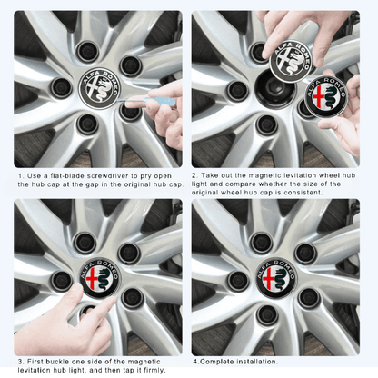 Suitable For Alfa Romeo Magnetic Suspension Hub Caps & LED Suspension Luminous Wheel Hub Lights - Bimmerlamp