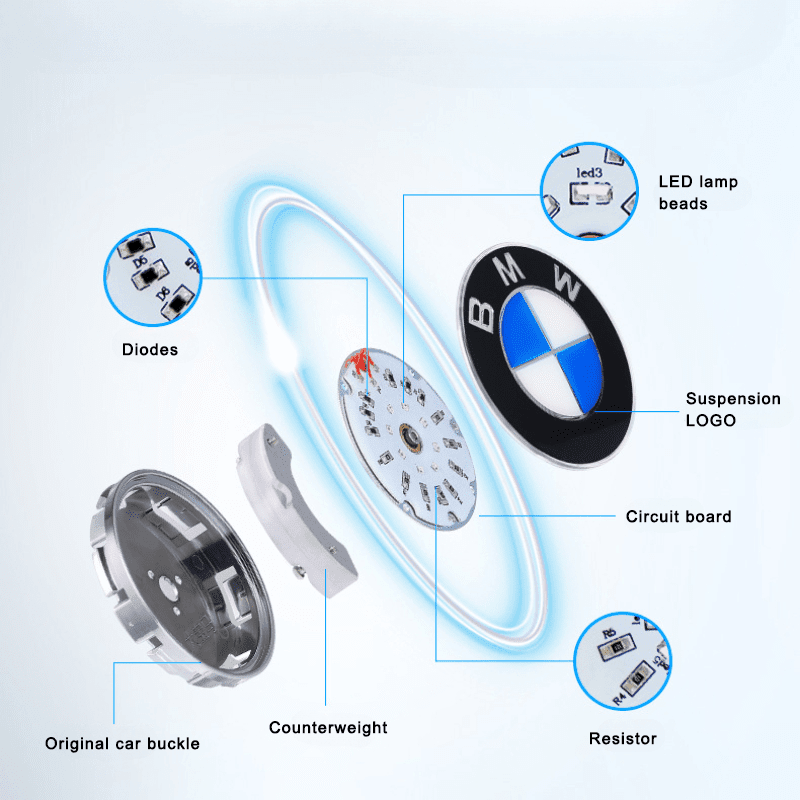Suitable For BMW Magnetic Suspension Hub Caps & LED Suspension Luminous Wheel Hub Lights - Bimmerlamp