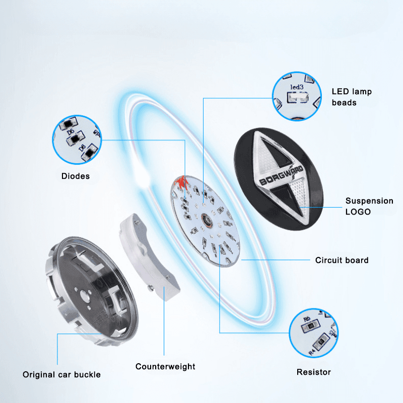 Suitable For Borgward Magnetic Suspension Hub Caps & LED Suspension Luminous Wheel Hub Lights - Bimmerlamp